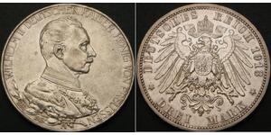 3 Марка Королівство Пруссія (1701-1918) Срібло Wilhelm II, German Emperor (1859-1941)