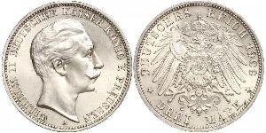 3 Марка Королівство Пруссія (1701-1918) Срібло Wilhelm II, German Emperor (1859-1941)