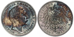 3 Марка Королівство Пруссія (1701-1918) Срібло Wilhelm II, German Emperor (1859-1941)