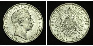 3 Марка Королівство Пруссія (1701-1918) Срібло Wilhelm II, German Emperor (1859-1941)