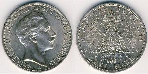3 Марка Королівство Пруссія (1701-1918) Срібло Wilhelm II, German Emperor (1859-1941)