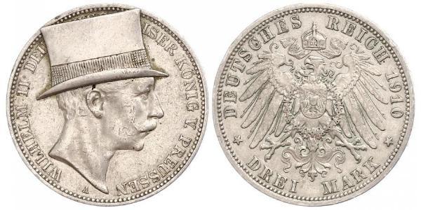 3 Марка Королівство Пруссія (1701-1918) Срібло Wilhelm II, German Emperor (1859-1941)