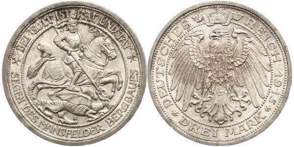 3 Марка Королівство Пруссія (1701-1918) Срібло Wilhelm II, German Emperor (1859-1941)