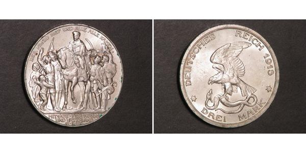 3 Марка Королівство Пруссія (1701-1918) Срібло 