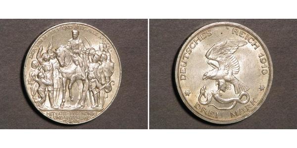 3 Марка Королівство Пруссія (1701-1918) Срібло 