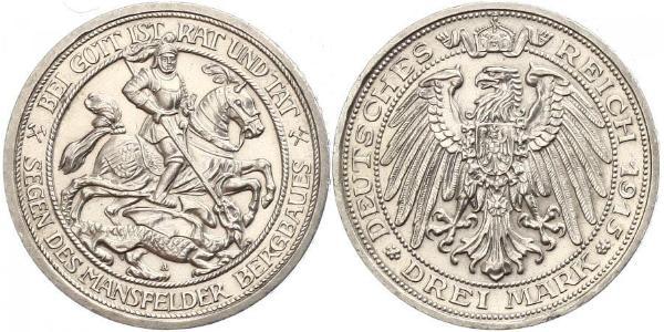 3 Марка Королівство Пруссія (1701-1918) Срібло Wilhelm II, German Emperor (1859-1941)
