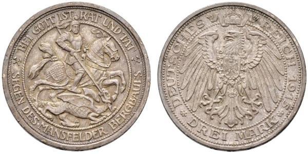 3 Марка Королівство Пруссія (1701-1918) Срібло Wilhelm II, German Emperor (1859-1941)