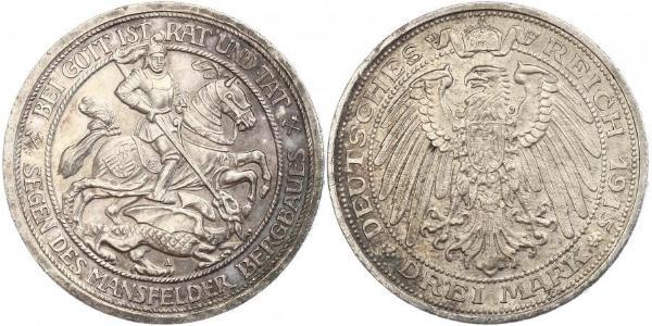 3 Марка Королівство Пруссія (1701-1918) Срібло Wilhelm II, German Emperor (1859-1941)
