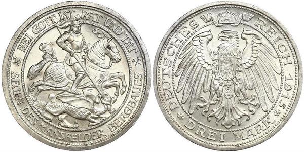 3 Марка Королівство Пруссія (1701-1918) Срібло Wilhelm II, German Emperor (1859-1941)