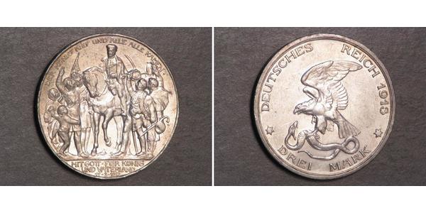 3 Марка Королівство Пруссія (1701-1918) Срібло 