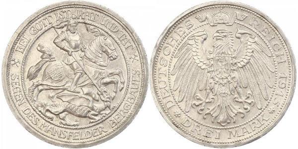 3 Марка Королівство Пруссія (1701-1918) Срібло Wilhelm II, German Emperor (1859-1941)