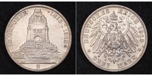 3 Марка Королівство Саксонія (1806 - 1918) Срібло 