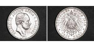 3 Марка Королівство Саксонія (1806 - 1918) Срібло Frederick Augustus III of Saxony (1865-1932)