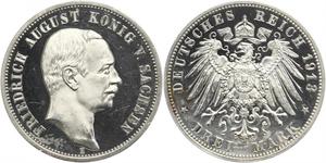 3 Марка Королівство Саксонія (1806 - 1918) Срібло Frederick Augustus III of Saxony (1865-1932)