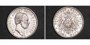 3 Марка Королівство Саксонія (1806 - 1918) Срібло Frederick Augustus III of Saxony (1865-1932)