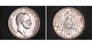 3 Марка Королівство Саксонія (1806 - 1918) Срібло Frederick Augustus III of Saxony (1865-1932)