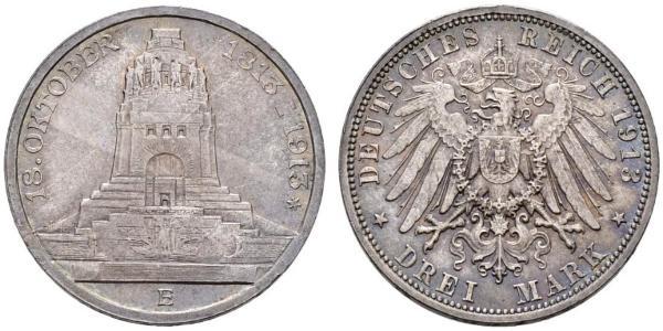 3 Марка Королівство Саксонія (1806 - 1918) Срібло 