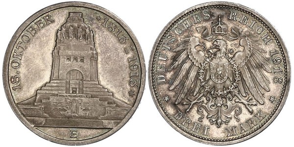 3 Марка Королівство Саксонія (1806 - 1918) Срібло 