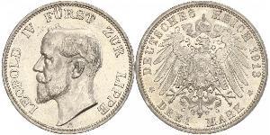 3 Марка Липпе-Детмольд (1123 - 1918) Срібло Leopold IV, Prince of Lippe
