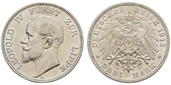 3 Марка Липпе-Детмольд (1123 - 1918) Срібло Leopold IV, Prince of Lippe