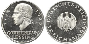 3 Марка Німецька імперія (1871-1918) Срібло Готгольд Ефраїм Лессінг