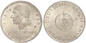 3 Марка Німецька імперія (1871-1918) Срібло Готгольд Ефраїм Лессінг
