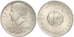 3 Марка Німецька імперія (1871-1918) Срібло Готгольд Ефраїм Лессінг