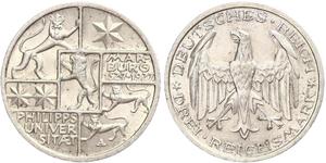 3 Марка / 3 Reichsmark Веймарская республика (1918-1933) Серебро 