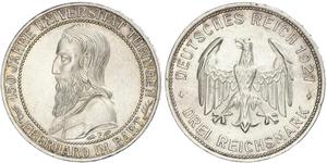 3 Марка / 3 Reichsmark Веймарская республика (1918-1933) Серебро 