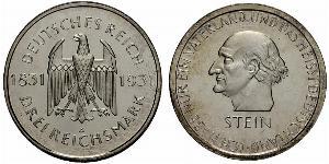 3 Марка / 3 Reichsmark Веймарская республика (1918-1933) Серебро 