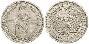 3 Марка / 3 Reichsmark Веймарская республика (1918-1933) Серебро 