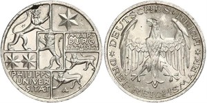 3 Марка / 3 Reichsmark Веймарская республика (1918-1933) Серебро 