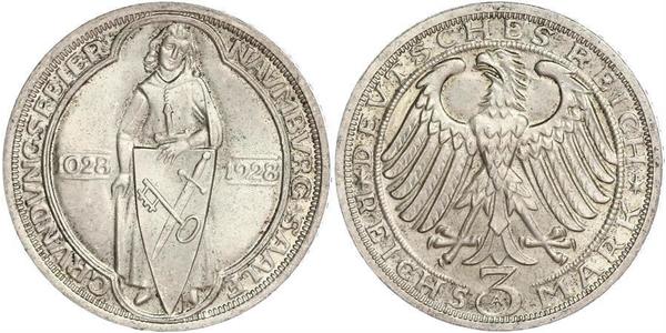 3 Марка / 3 Reichsmark Веймарская республика (1918-1933) Серебро 