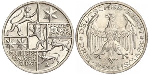 3 Марка / 3 Reichsmark Веймарська республіка (1918-1933) Срібло 