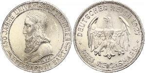 3 Марка / 3 Reichsmark Веймарська республіка (1918-1933) Срібло 