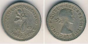3 Пенни Южная Родезия (1923-1980) Никель/Медь Елизавета II (1926-2022)