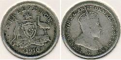 3 Пенни Австралия (1788 - 1939) Серебро Эдуард VII (1841-1910)
