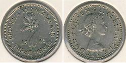 3 Penny Southern Rhodesia (1923-1980) Copper/Nickel Elizabeth II (1926-2022)