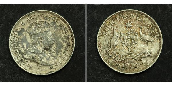 3 Пені Австралія (1788 - 1939) Срібло Едвард VII (1841-1910)