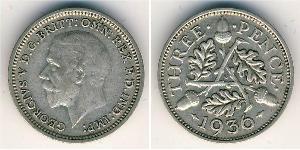 3 Пені Велика Британія (1922-) Срібло Георг V (1865-1936)