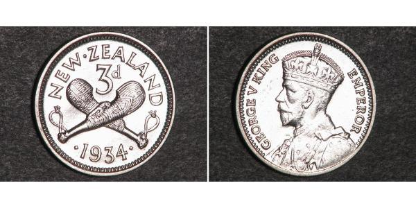 3 Пені Нова Зеландія Срібло Георг V (1865-1936)