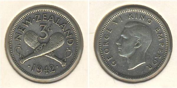 3 Пені Нова Зеландія Срібло Георг VI (1895-1952)