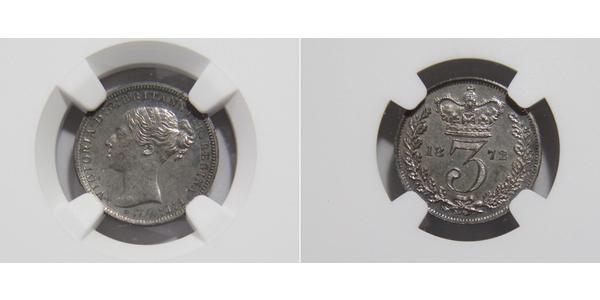 3 Пені Сполучене королівство Великобританії та Ірландії (1801-1922) Срібло Вікторія (1819 - 1901)