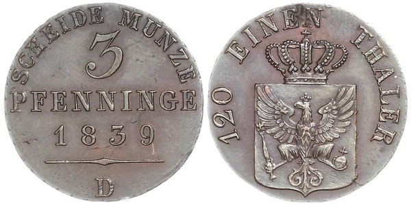 3 Пфенниг Пруссия (королевство) (1701-1918) Медь 