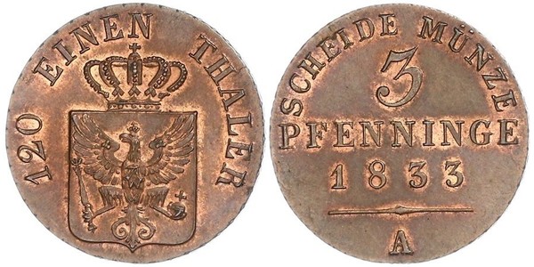 3 Пфенниг Пруссия (королевство) (1701-1918) Медь 