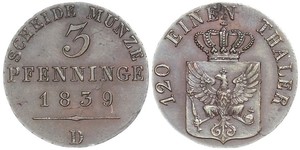 3 Пфеніг Королівство Пруссія (1701-1918) Мідь 