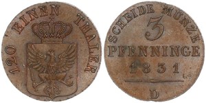 3 Пфеніг Королівство Пруссія (1701-1918) Мідь 