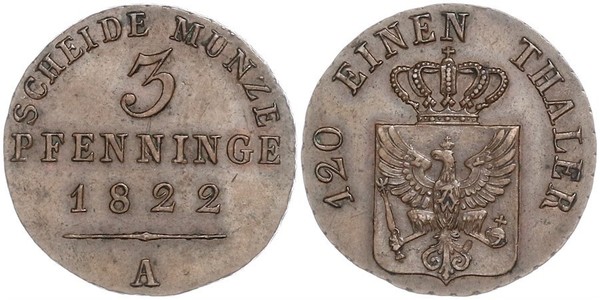 3 Пфеніг Королівство Пруссія (1701-1918) Мідь 