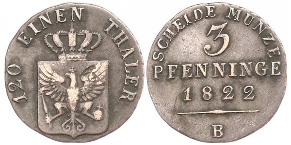 3 Пфеніг Королівство Пруссія (1701-1918) Мідь 