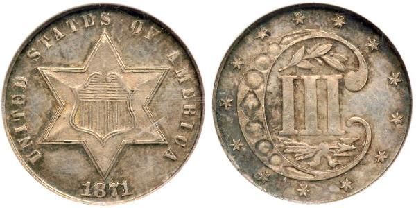 3 Цент США (1776 - ) Мідь/Срібло 